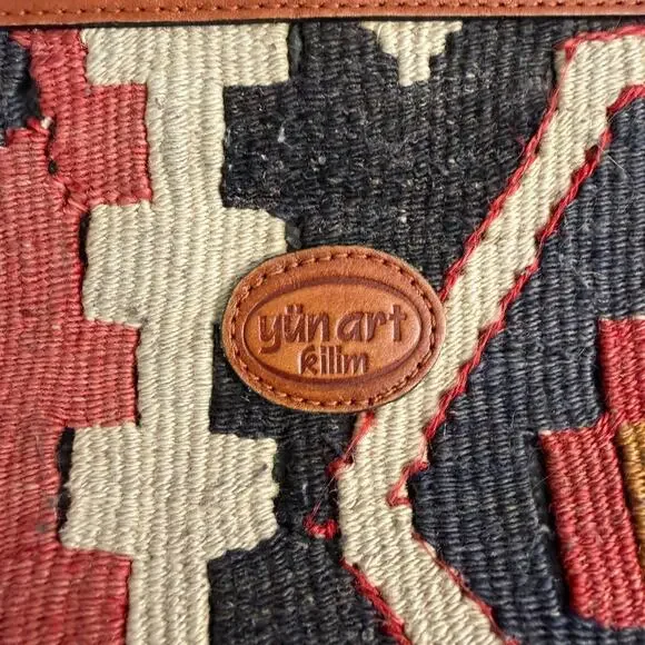 Vtg Yun Art Turkish Killim Purse Crossbody Shoulder Bag Carpet Wool Leather Zip - Picture 2 of 8